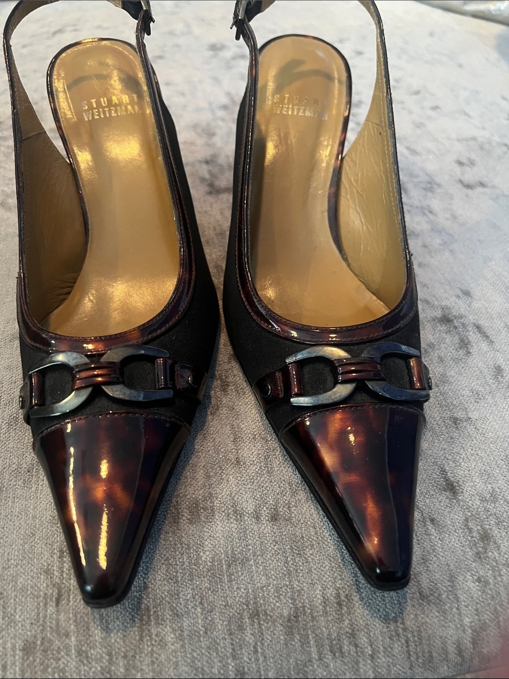 Stuart Weitzman Tortoise Pointed Toe Slingback Pumps vintage 5